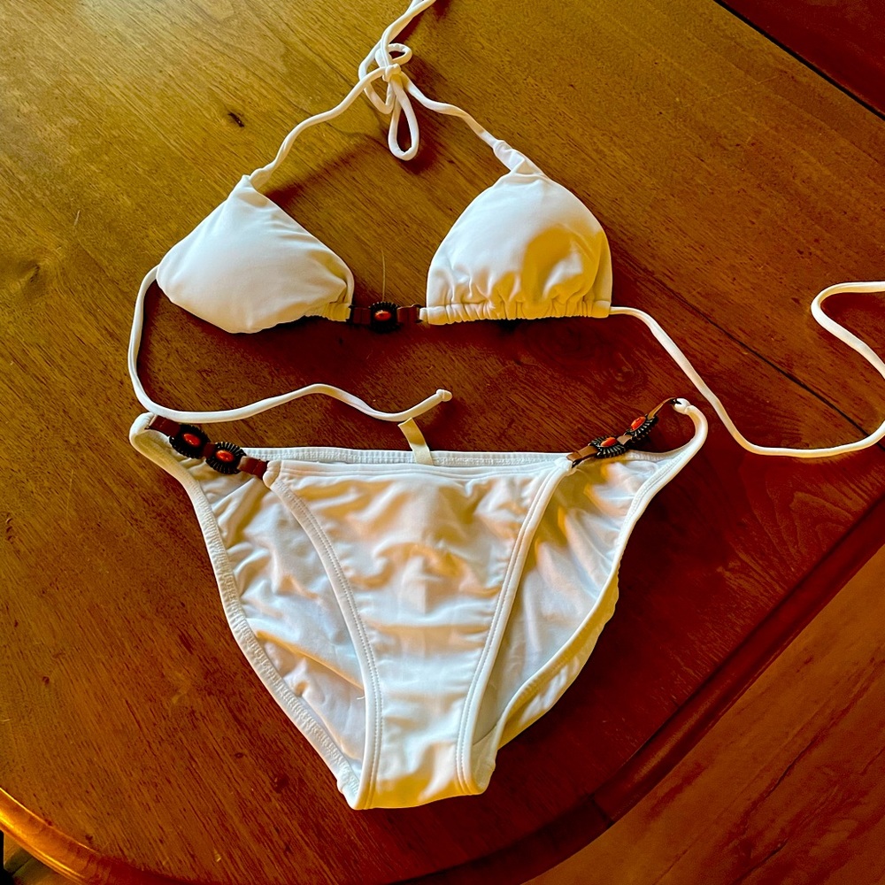 Vix Bikini White coral/metal/leather detailing